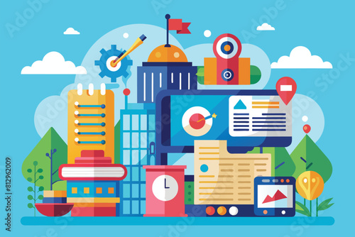 Assortment of electronic devices of different types and sizes, Starting a business project Customizable Semi Flat Illustration