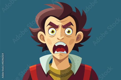 A cartoon character is depicted with a surprised expression on their face, eyes wide and mouth agape, Startled Customizable Disproportionate Illustration
