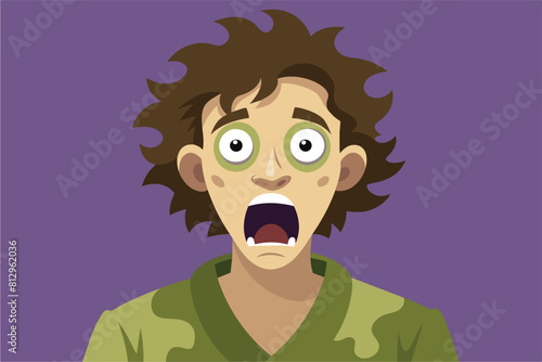 A man showing a surprised look on his face, expressing shock or disbelief, Startled Customizable Flat Illustration