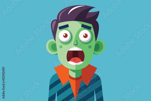 A semi flat illustration of a cartoon character looking startled with a surprised expression on his face, Startled Customizable Semi Flat Illustration