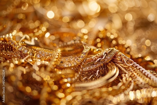 pile of shimmering gold jewelry luxurious accessories studio product photography