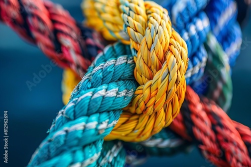 intertwined ropes of teamwork different ropes woven into a strong knot symbolizing collaboration and unity closeup photography