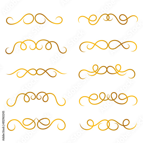 Set of aesthetic gold ornamental dividers