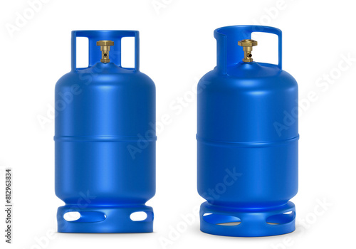 Blue gas tanks isolated on white background