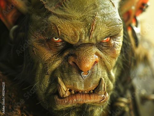 orc, fantasy warrior, savage creature closeup portrait