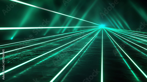 Abstract image depicting green laser beams symbolizing renewable energy sources