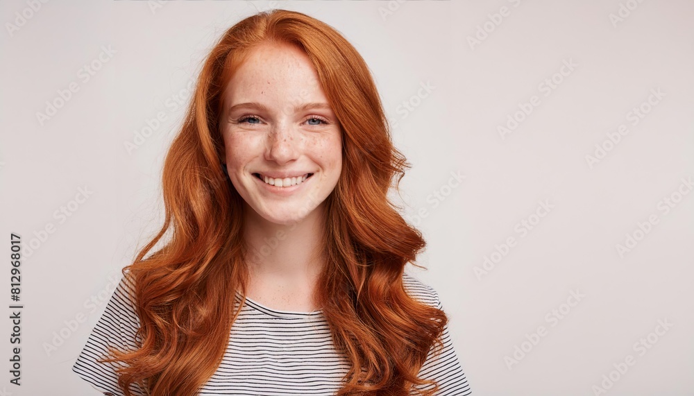 young woman with long wavy red hair and freckles young woman with long wavy red hair and freckles