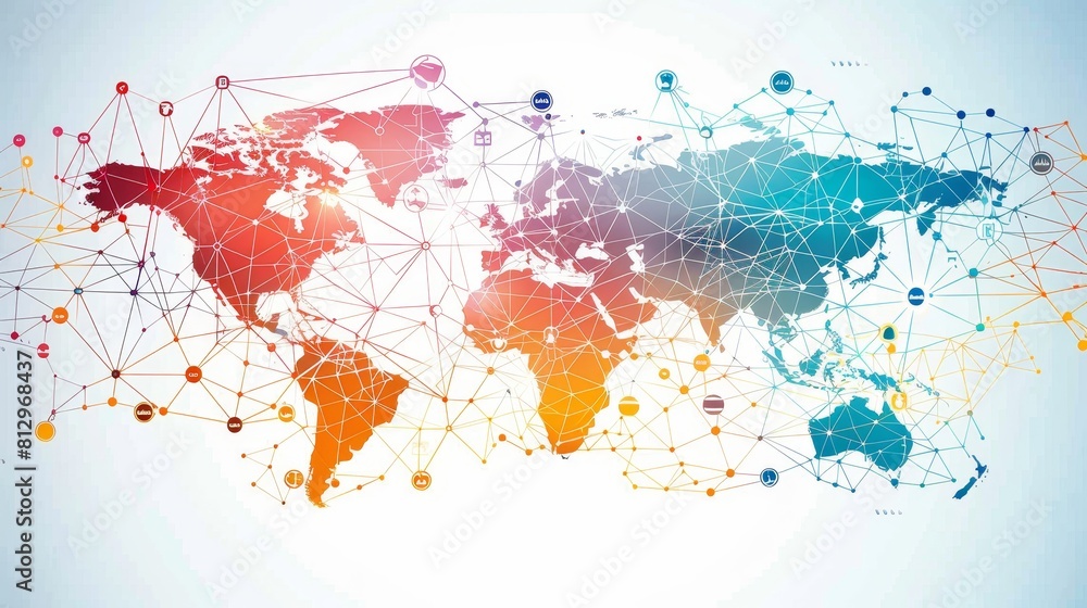 Fototapeta premium Create an image illustrating the interconnectedness of the global network