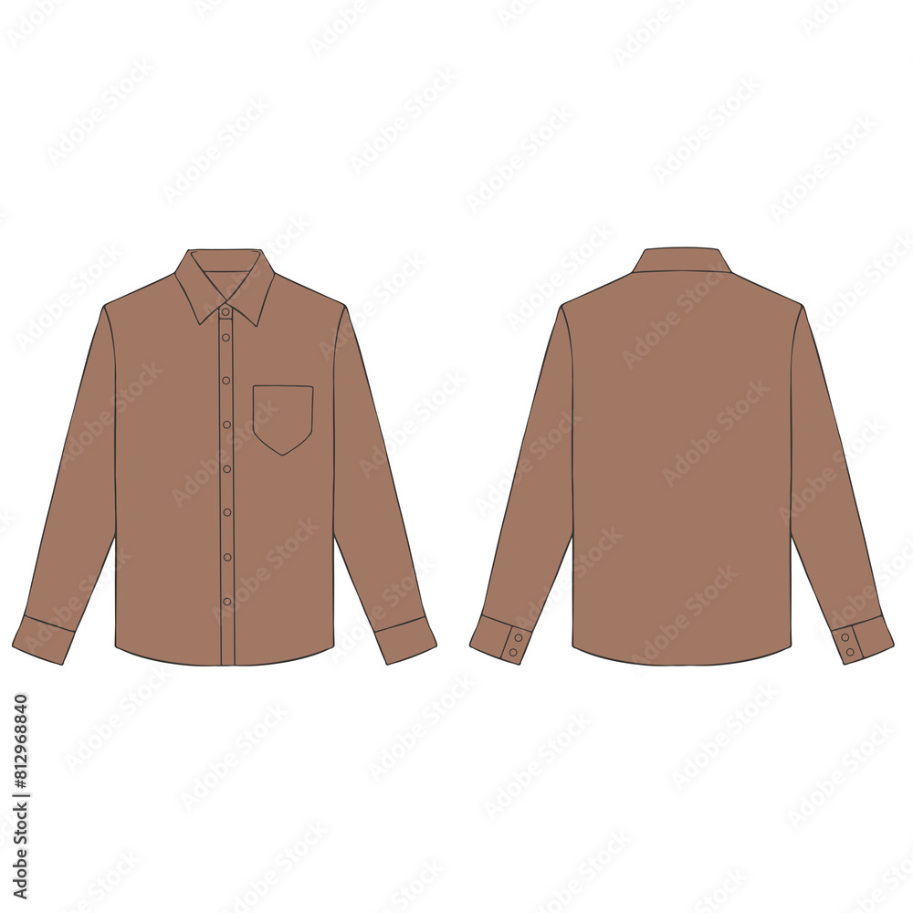 light brown long sleeve button shirt mockup illustration light brown long sleeve button shirt mockup illustration
