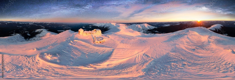 sunset stars Milky Way in the mountains