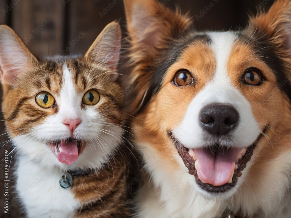 Happy dog and cat Happy dog and cat