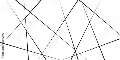 Chaotic abstract line seamless pattern. Random geometric line seamless pattern. Black outline monochrome texture. Vector illustration.