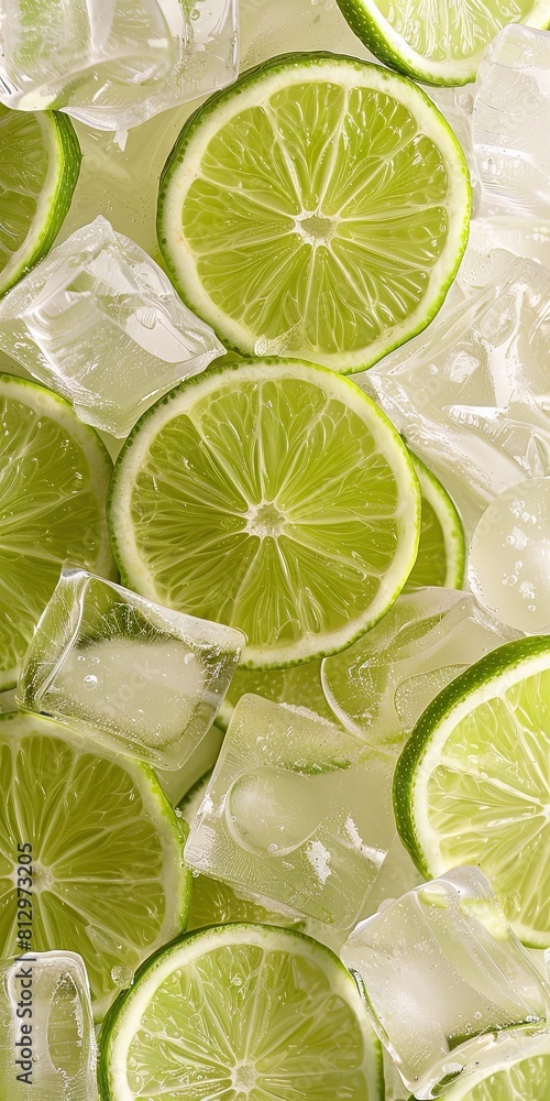lime slices and ice cubes - lime slices and ice cubes -
