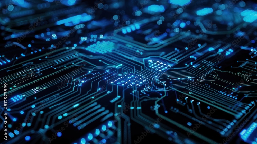 Circuit Board. Blue circuit wallpaper. Technology concept. High Tech Background Circuit Board. Blue circuit wallpaper. Technology concept. High Tech Background