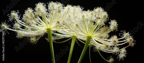 A close up image of a wild carrot flower during the summer showcasing its intricate abstract details. Copyspace image