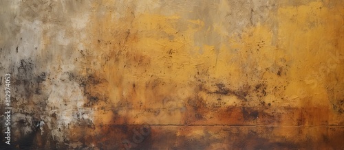 Colorful copy space image of a weathered concrete wall showcasing a vibrant yellow or earthy brown hue