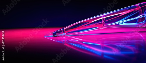 Vibrant large scale isolated neon pink felt tip pen artwork featuring a closeup macro view providing ample vertical copy space in the background photo