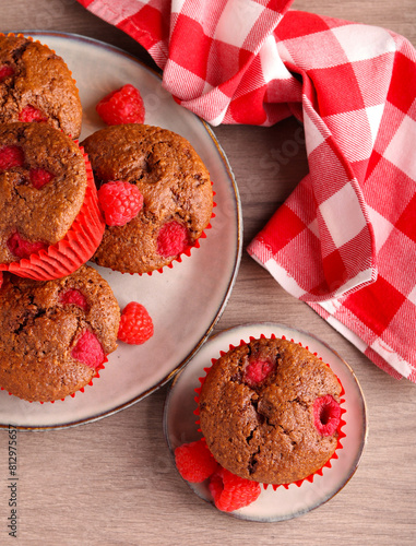 Chocolate and raspberry muffins