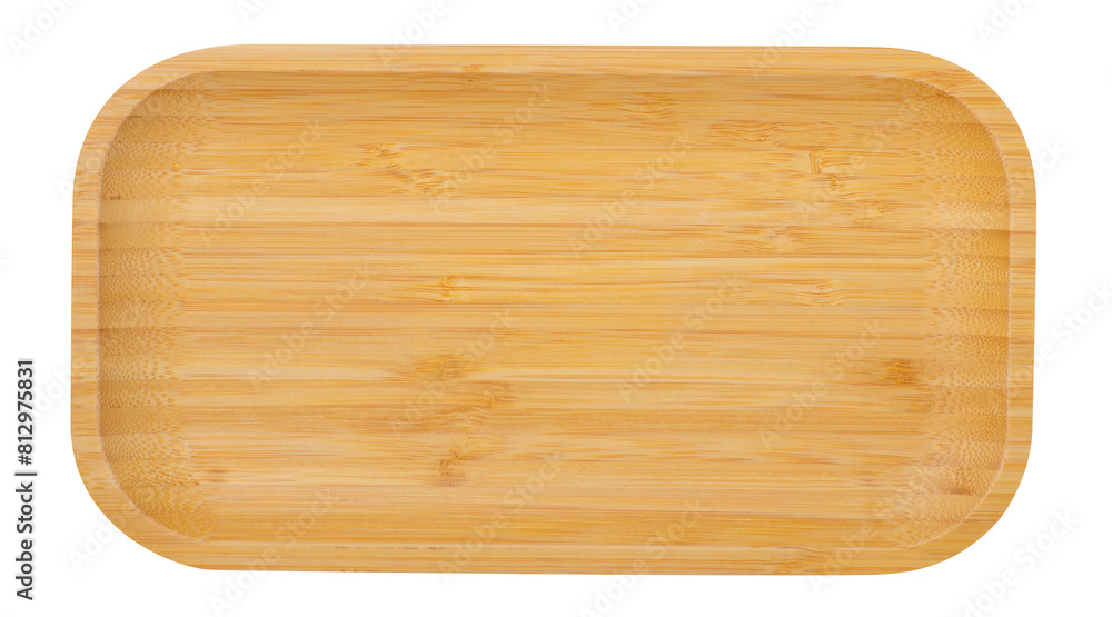 Bamboo plate dish on white background isolation, top view Bamboo plate dish on white background isolation, top view