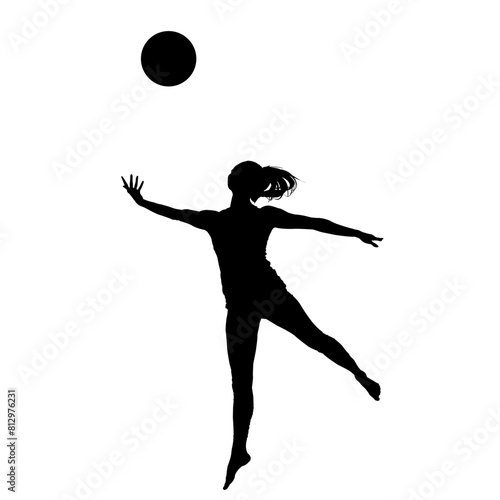 athletic girl performs an acrobatic trick with a ball