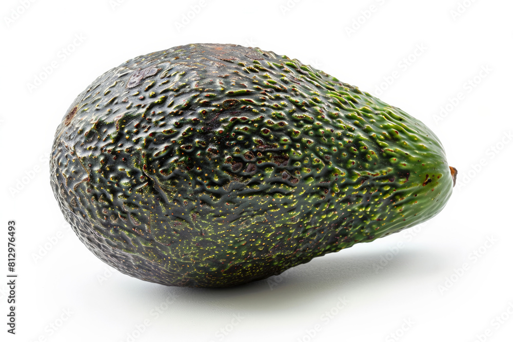 Single ripe avocado isolated on a white background, perfect for a minimalist design Single ripe avocado isolated on a white background, perfect for a minimalist design