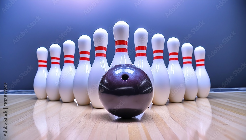 Naklejka premium bowling ball hitting pins 