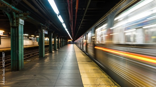 subway train station motion blur