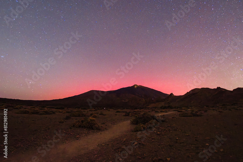 Northern lights above volcano Teide