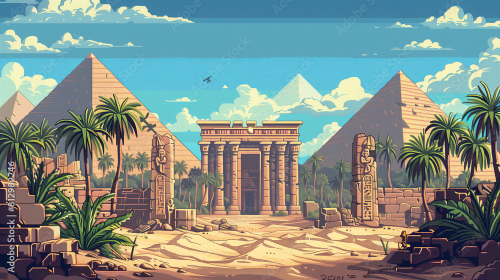 pixel art of ancient egypt dungeon background battle scene in RPG old ...