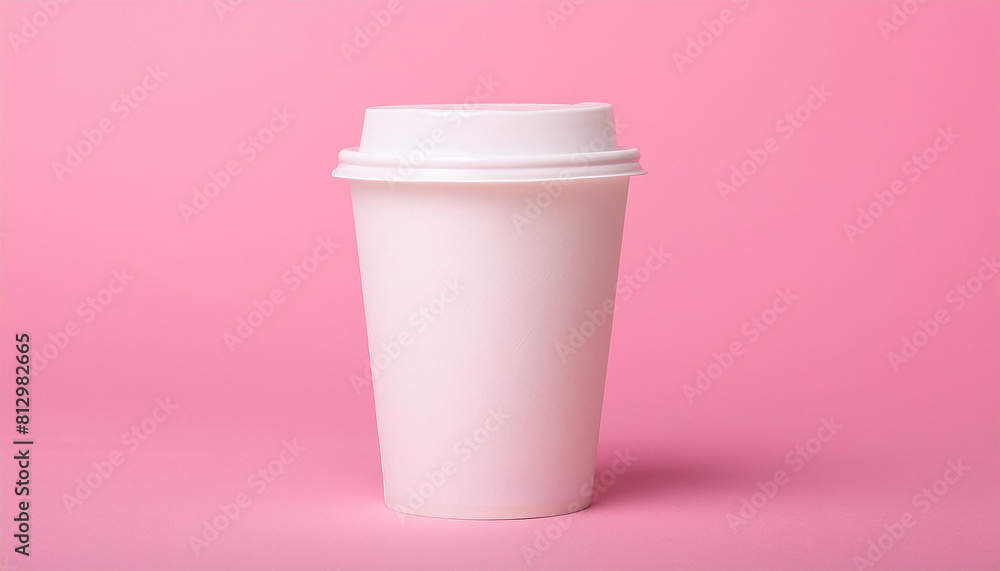 Disposable white paper cup with lid for tea or coffee. Take away drink. Mock up. Hot beverage.