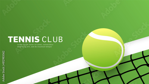 Tennis ball on white line on tennis green court, Ball on the Line, Illustration for Tennis sports concept, Vector Illustration EPS 10