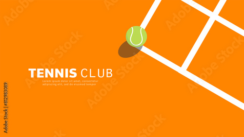 Tennis ball on the  white line clay court tennis, Illustrations for use in online sporting events, Illustration for Tennis sports concept, Vector Illustration EPS 10
