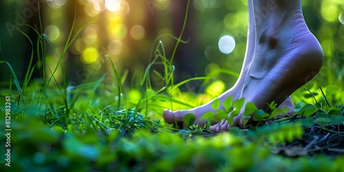 Feel grounded by focusing on the sensation of your feet on the earth. Concept Grounding Techniques, Mindfulness, Nature Connection, Earth Element, Sensory Awareness photo