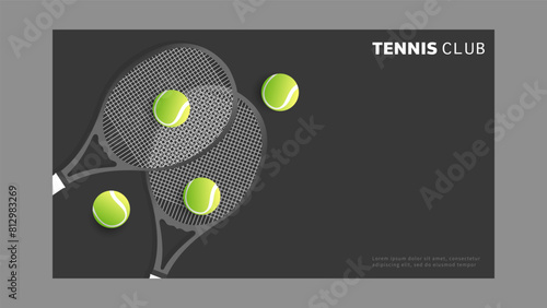 Tennis club with Tennis racket and ball , Indoor Court for use in online sporting events, Illustration for Tennis sports concept, Vector Illustration EPS 10