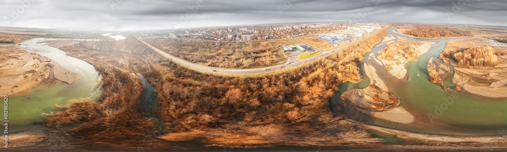city of Stryi on the banks of a spring river