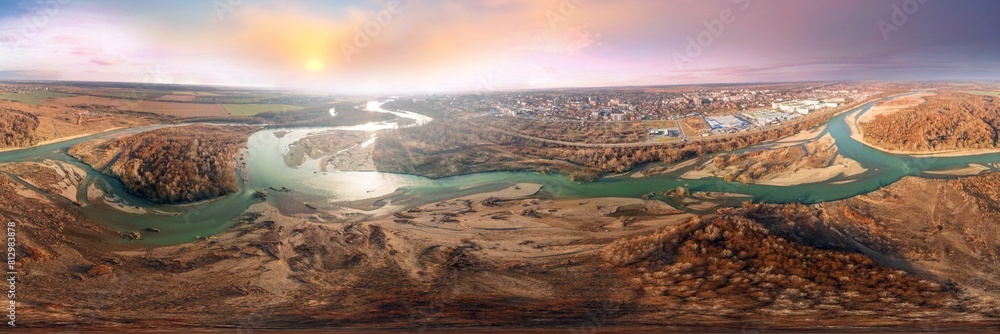 city of Stryi on the banks of a spring river