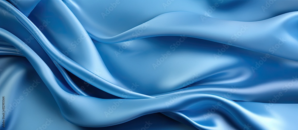A close up image of a creased blue satin background perfect for use as a textile background with ample copy space