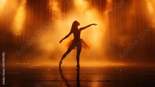 dynamic energy of a dancer in silhouette against a glowing stage backdrop