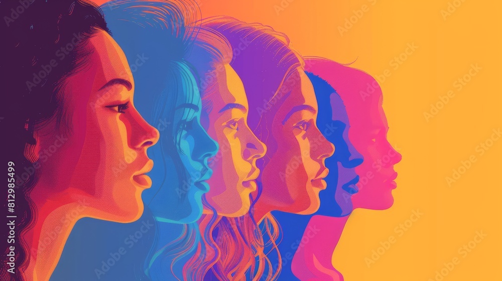 A group of women with different hair colors and facial features A group of women with different hair colors and facial features
