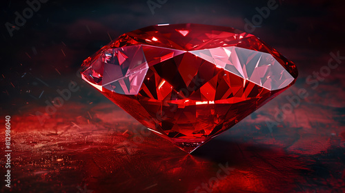 Radiant Red Diamond on Dark Background