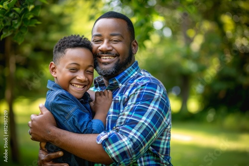 Happy african american father and son having fun together, father's day concept.