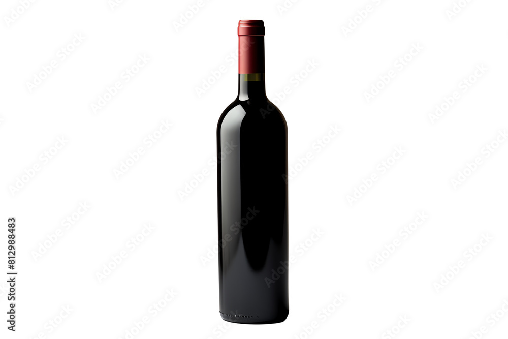 A bottle of red wine on a black background. A bottle of red wine on a black background.
