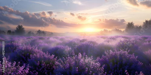 Stunning lavender field landscape background - Ai Generated