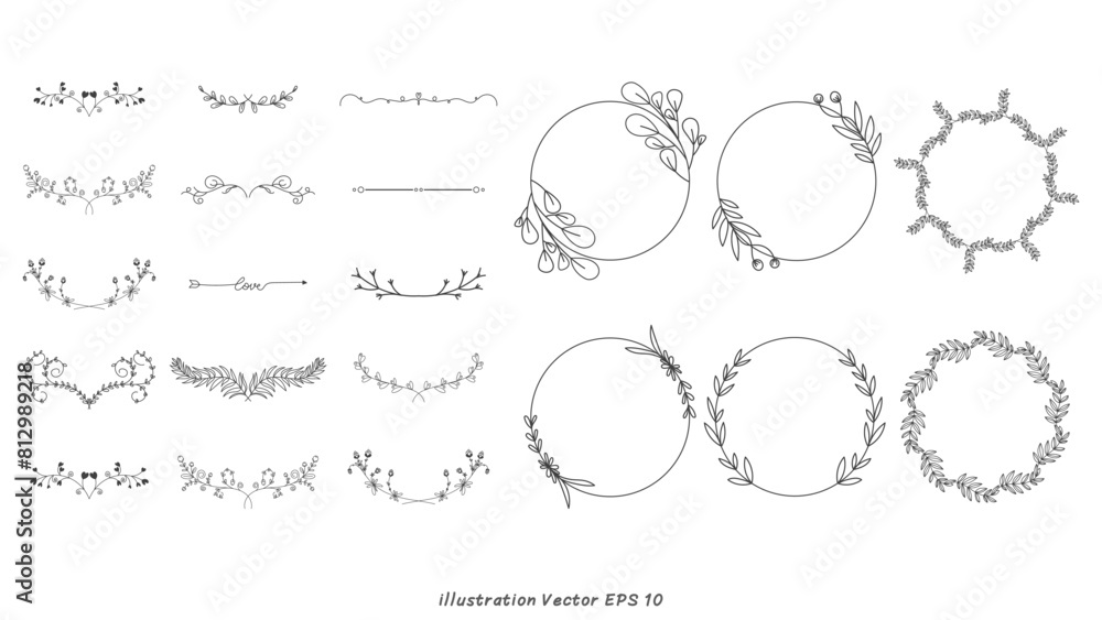 Minimal floral branch style hand drawn tree branches, Hand drawn design elements , Flat Modern design isolated on white background ,Vector illustration EPS 10 Minimal floral branch style hand drawn tree branches, Hand drawn design elements , Flat Modern design isolated on white background ,Vector illustration EPS 10