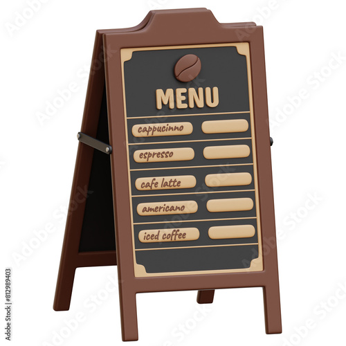 Coffee Menu Board 3d Illustration
