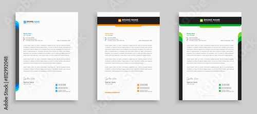 Modern creative letterhead template with yellow, blue color layout. Company stationery design, letterhead, letter head, Business letterhead design.
