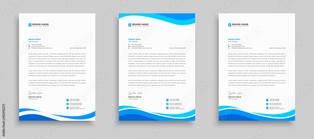 Creative and Clean business Letterhead design template. Letter head stationery design, Letterhead layout illustration