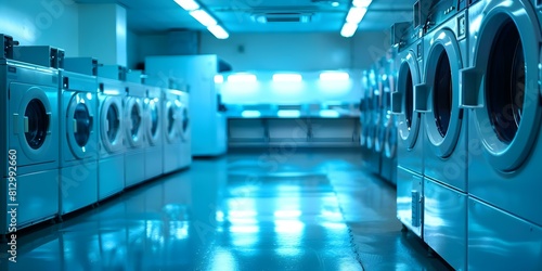 Convenient Washing Solutions for All at a Public Laundry Room with Commercial Machines. Concept Commercial Laundry Machines, Public Laundry Room, Convenient Washing Solutions photo