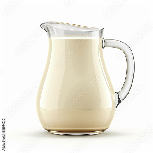 there is a pitcher of milk on a white background