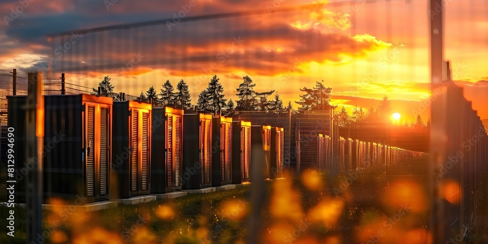 Obraz premium Worlds biggest battery energy storage system park. Concept Renewable energy, Storage technology, Sustainable power, Energy grid, Battery storage